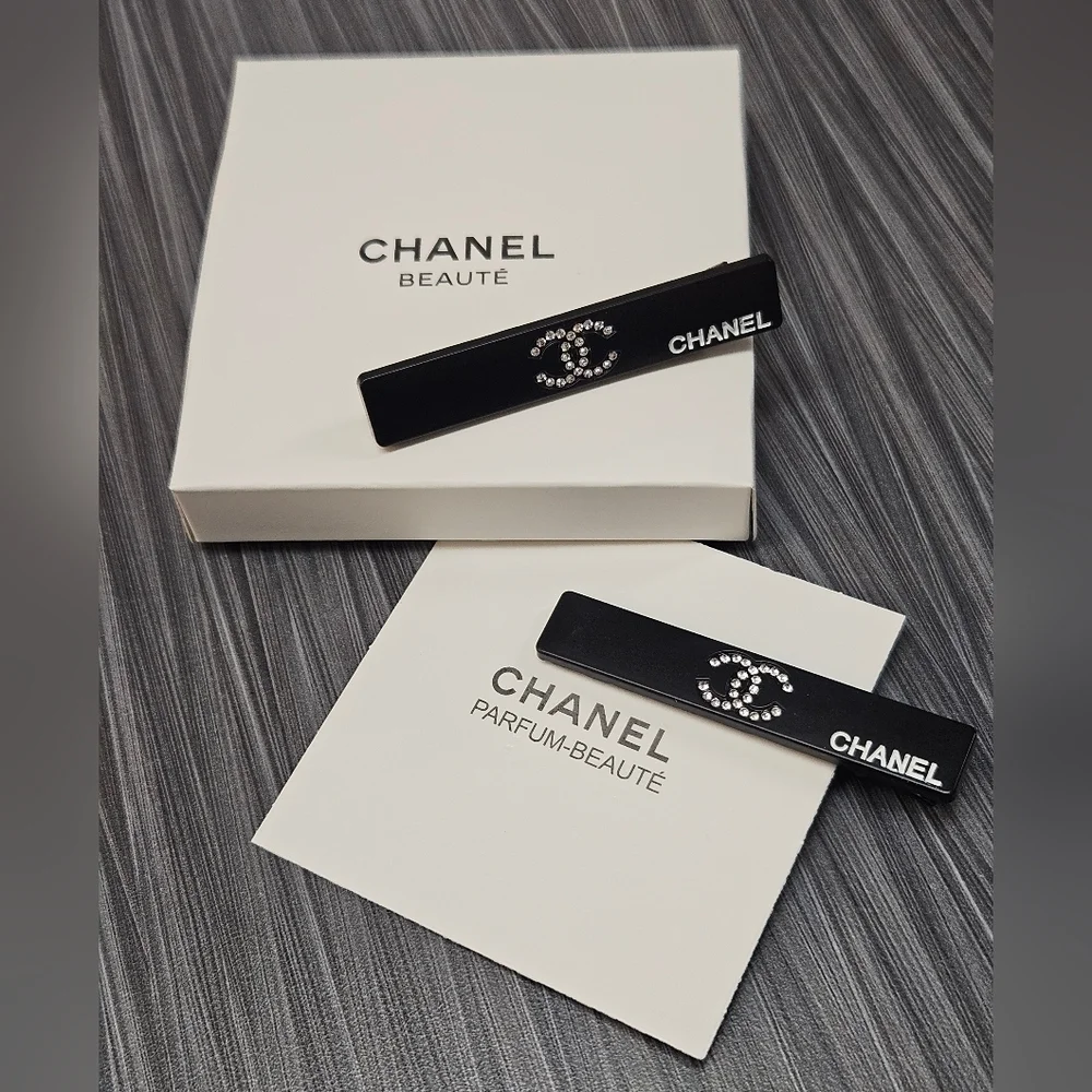NIB Black Crystal Hair Clip Duo